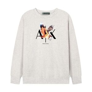 Armani Exchange printed terry round neck sweatshirt